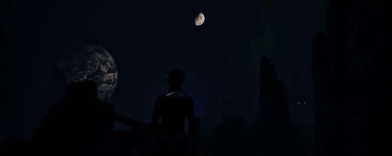 《沙丘：觉醒》游戏画面展示玩家操控角色在沙漠环境中建造基地，远处可见巨大的沙虫缓缓逼近