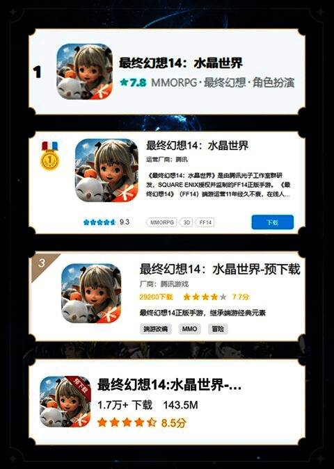 《最终幻想14：水晶世界》服务器爆满场景，显示大量玩家在线