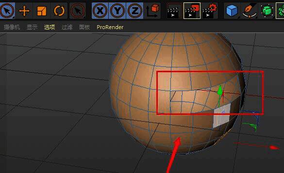 模型某一面被选中并准备删除的画面截图
