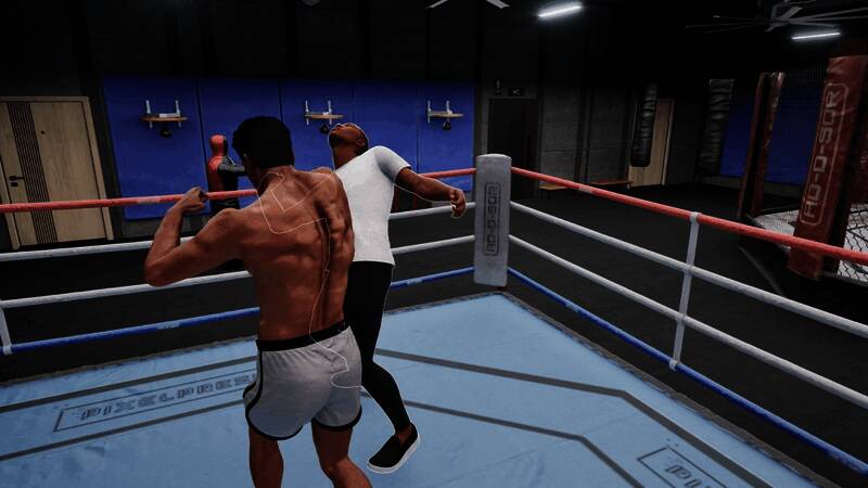 角色在户外进行有氧训练，阳光洒落，景色优美