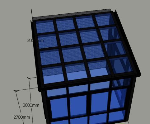 使用阵列功能完成的完整阳光房顶三维模型展示
