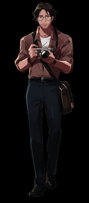 主角侑人手持相机，神情冷淡地站在荒野中