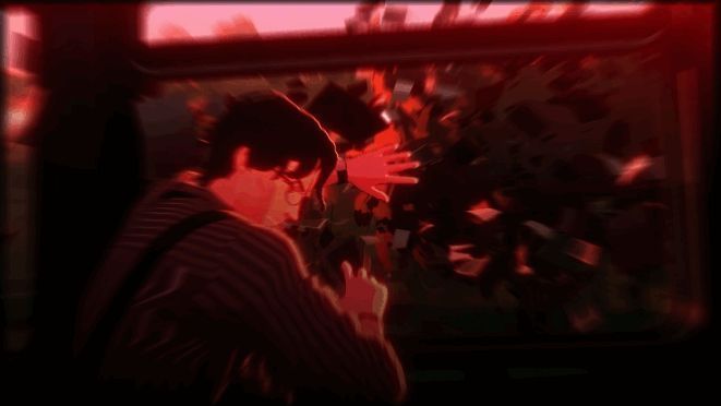 巨大黑影在雾中逼近，充满压迫感