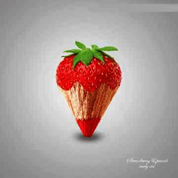 最终完成的草莓铅笔合成效果图