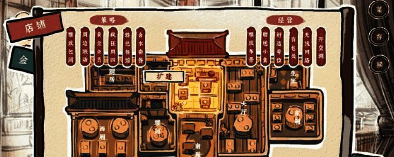 游戏主界面展示，风格复古温馨，突出中餐厅主题