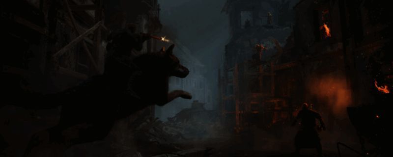 《卢科莫里的锁链》游戏封面，展示主角手持武器站在神秘场景中