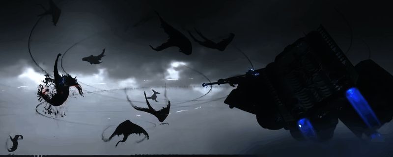 《死亡搁浅2》中大型BT形象展示，全身覆盖黑色物质，外形恐怖且充满压迫感