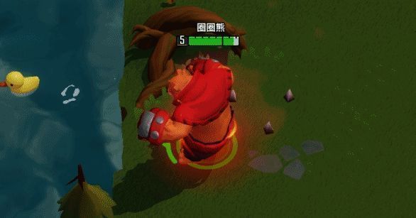 圈圈熊发动技能将敌人击飞至塌陷区域完成击杀