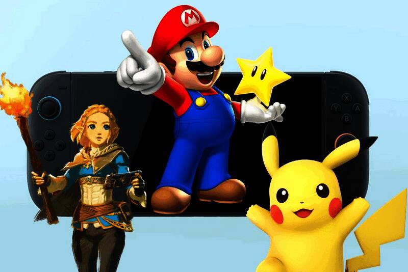 任天堂游戏开发团队正在进行项目讨论，桌上摆放着Switch设备