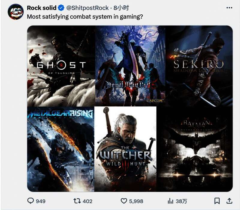 社交媒体帖子截图，显示玩家关于最佳战斗系统的讨论