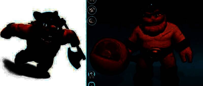 巴巴六手持火腿挥舞的动态画面，周围特效炫目