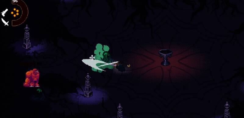 《血涌不息》游戏画面，角色在哥特风格场景中激烈战斗