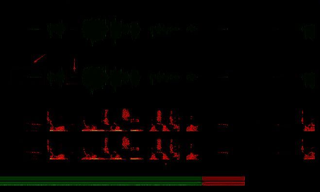 音频正在播放，波形下方有进度条指示当前位置