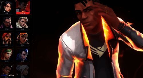 火男释放烈焰之墙技能演示图，一道火墙垂直升起阻挡敌人视线