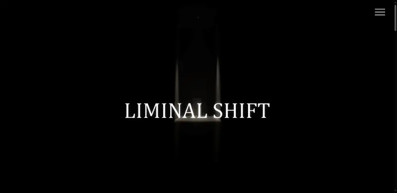 《LIMINAL SHIFT》官方网站截图，展示游戏介绍与预告片