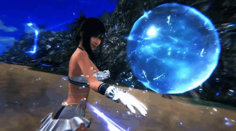 夜幕下的海边，蒂法背影迷人，营造出浪漫氛围