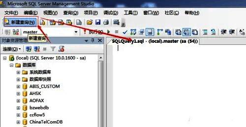 SQL语句编写界面截图，显示创建数据库的命令代码