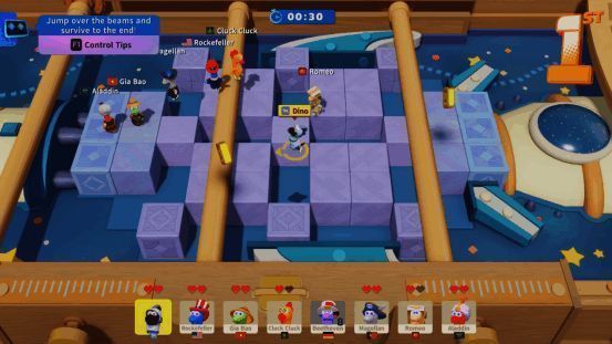 多人派对场景，展示多名玩家在迷你游戏中同场竞技的画面