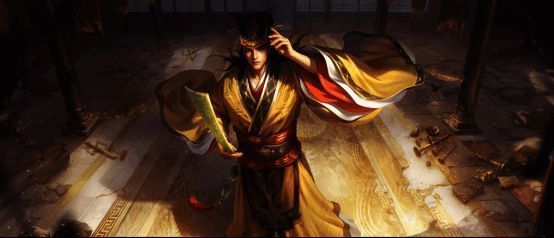 谋荀彧阳形态形象展示，身穿朝服，手持书卷，神情肃穆