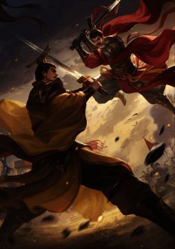 烈袁术袁绍斗地主形象展示，怒目圆睁，气势逼人