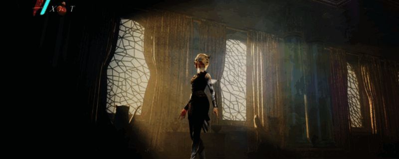 游戏主视觉图展示主角身着芭蕾风格战袍，在灰暗背景下舞动武器，周围环绕神秘符文