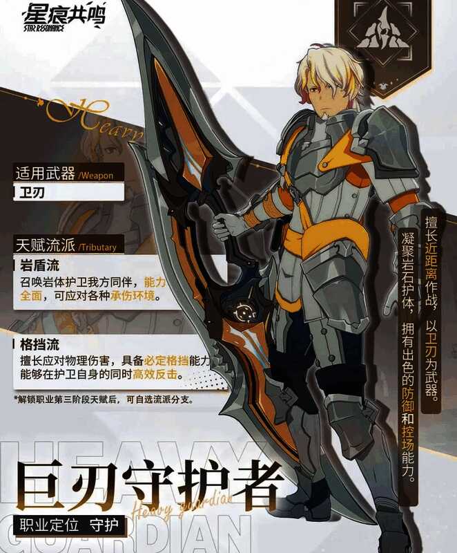 巨刃守护者进入格挡姿态，周身浮现蓝色能量波纹，准备反制敌人攻击