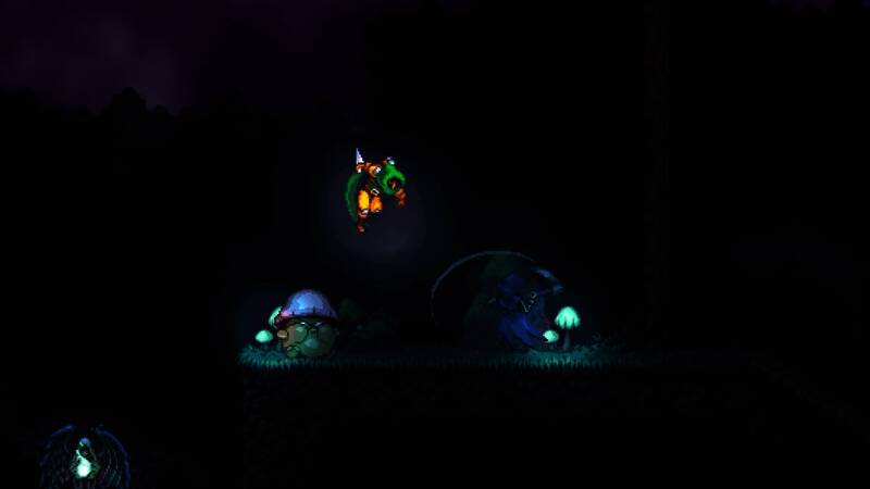 游戏中场景展示，一位身穿斗篷的角色手持长剑，在昏暗环境中与巨大怪物对峙