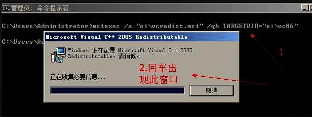 命令执行过程中显示正在收集必要信息