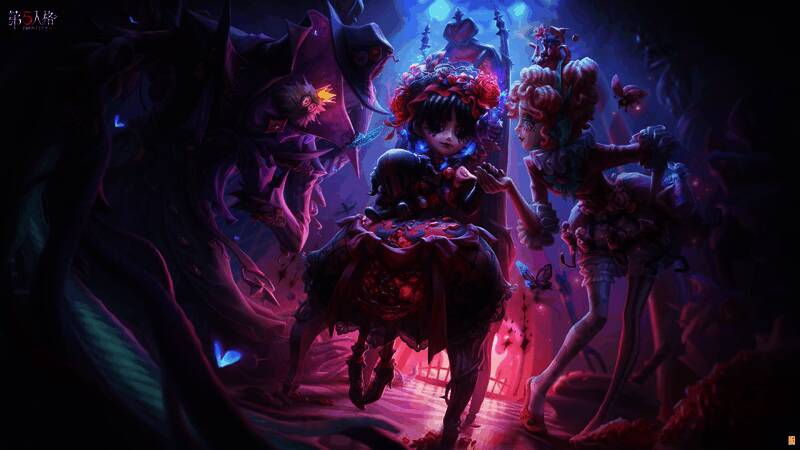 石榴碟小姐在宅邸中回望，周围环境由梦幻转向诡异