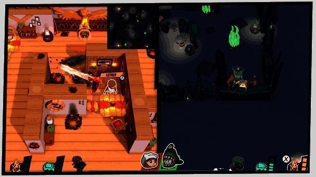 两位角色正在进行激烈对抗，一人使用特殊攻击干扰对方，场面紧张刺激