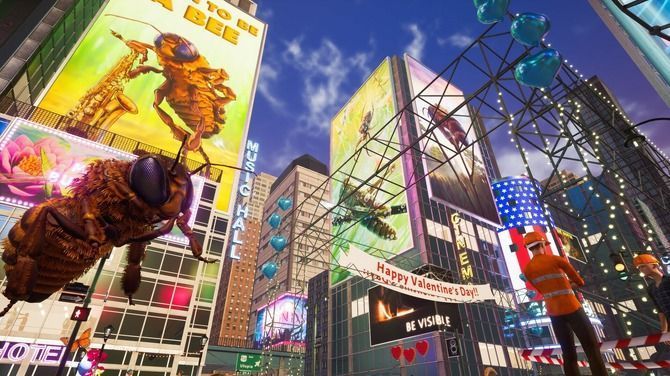 《蜜蜂模拟器：The Hive》游戏封面，蜜蜂在花朵上采蜜的场景