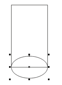 椭圆被移动至矩形底部以构建圆柱体结构