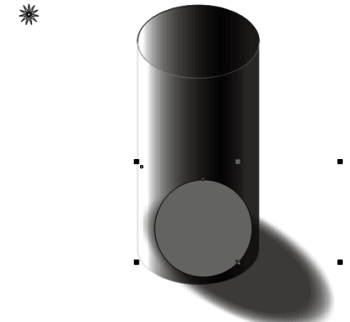 阴影被精确调整至圆柱底部并与光源方向匹配