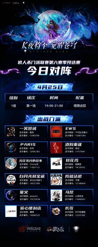 各门派选手集结画面，展示不同门派标志及代表人物形象