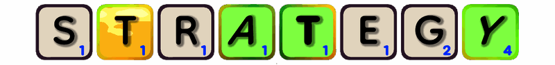 游戏内策略选择界面，展示不同字母和加成的组合效果