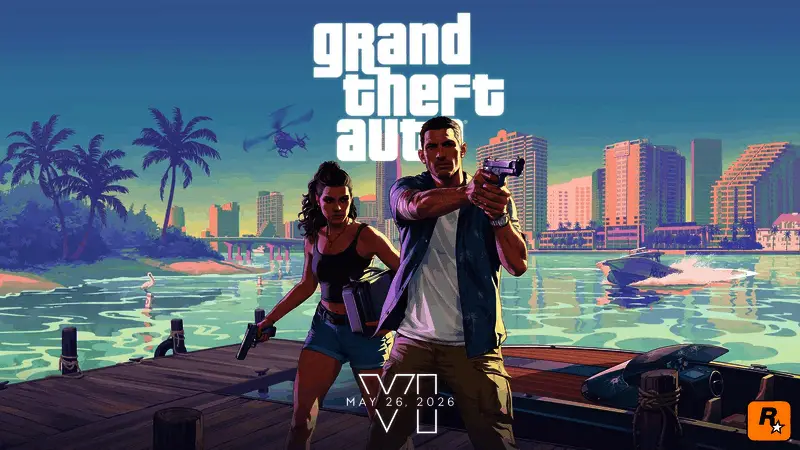 《GTA6》概念图，画面呈现城市街头场景与角色形象