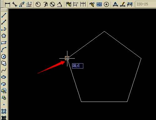 五角星线条初步完成，顶点之间连线清晰可见