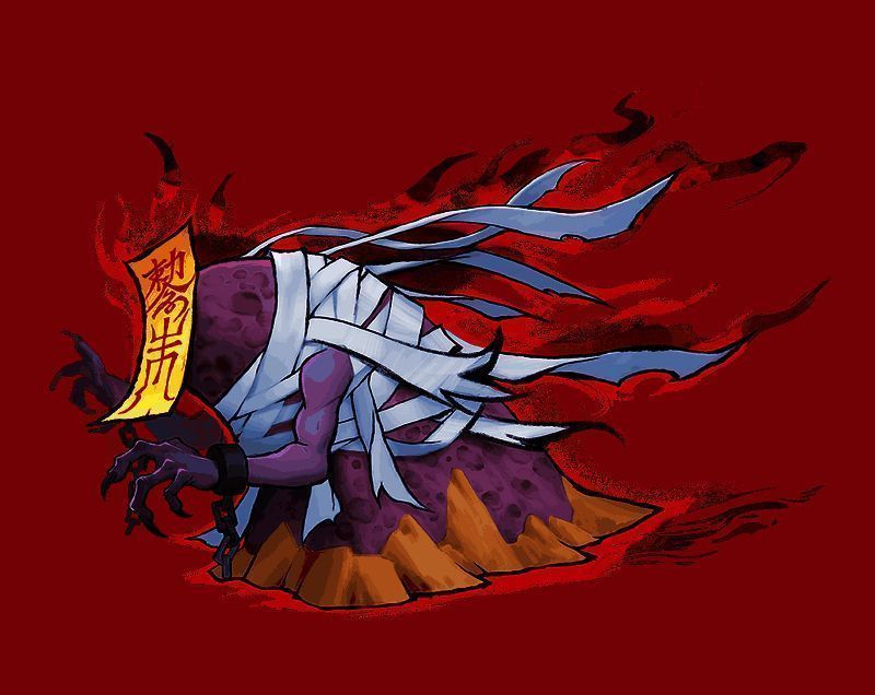 绷带魔释放三角绷带领域的场景，红色三角区域明显突出