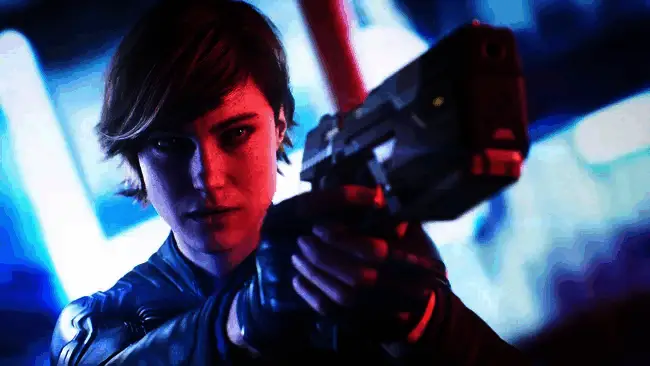 《完美黑暗》游戏LOGO与概念图展示，背景为科幻风格场景