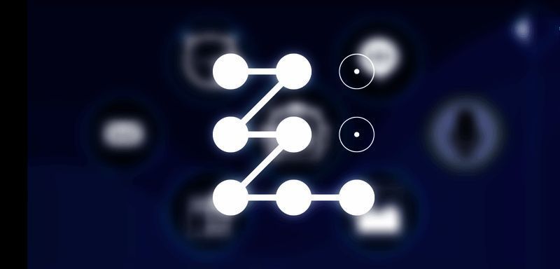 手势密码完整路径演示图，清晰展示九宫格连线顺序