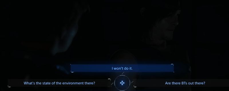 《死亡搁浅2》芙拉吉尔角色特写，神秘氛围笼罩下的重要抉择时刻