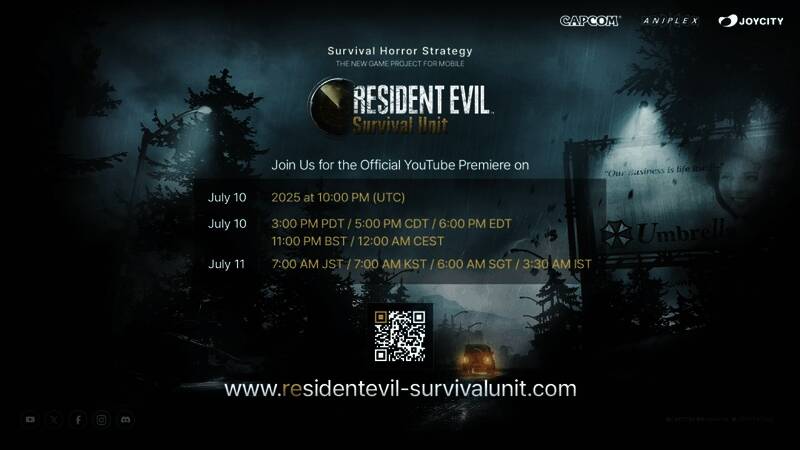 发布会倒计时海报，显示《生化危机：Survival Unit》LOGO与发布时间信息