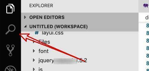 VSCode左侧工具栏中的搜索图标被选中状态