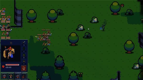 士兵队伍深入森林，与怪物展开激烈战斗