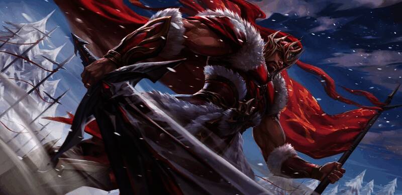 吴懿武将形象展示，手持长矛，英姿飒爽，背景为战场硝烟