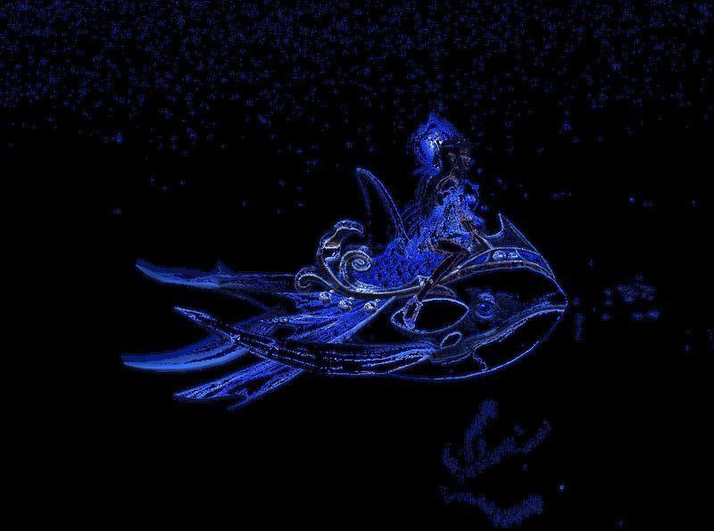 逆戟鲸夜间发光效果展示，营造神秘氛围