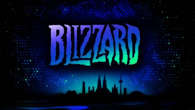 暴雪总部外景，建筑外观现代，门前空旷