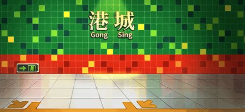 游戏角色身穿复古港风服饰，站在霓虹灯下，背景为90年代风格的街景