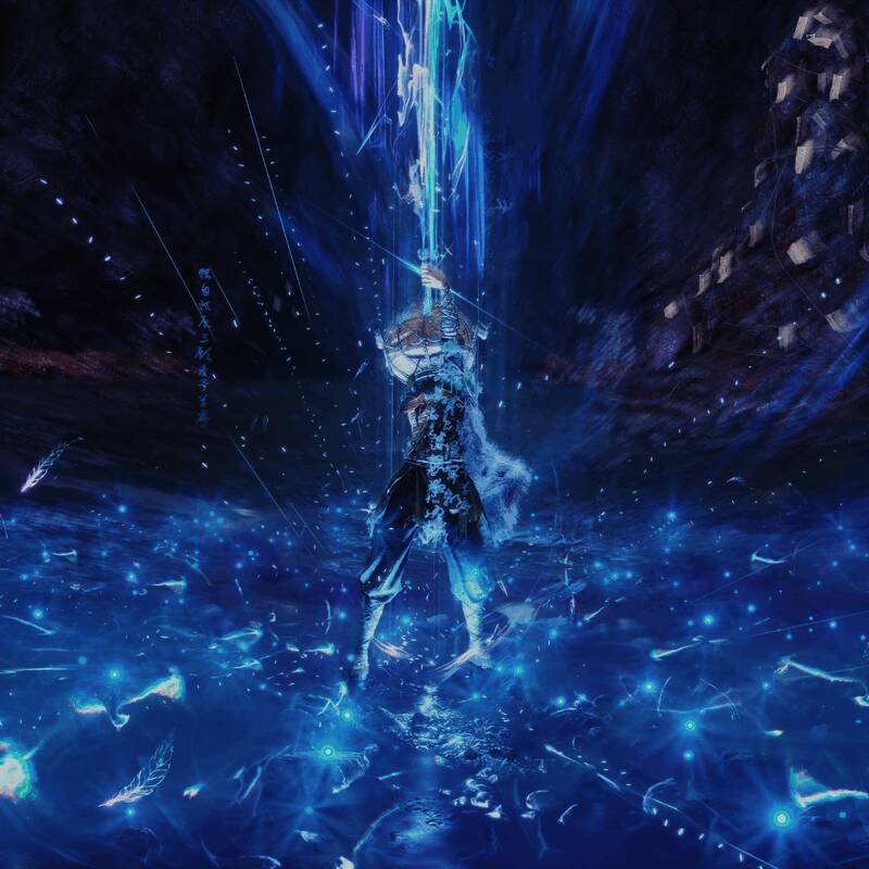 女主角释放大招战斗场景，光影交错，动作凌厉