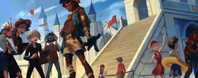 夏日主题时装与地图‘椰风逐浪’展示图，沙滩风格清新怡人